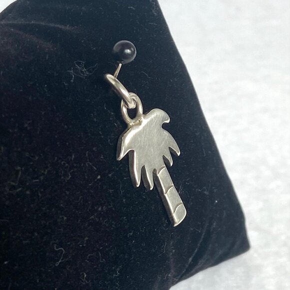 Solid Sterling Silver 925 1.24" Palm Tree Palmetto Tree Charm Pendant - Picture 8 of 16